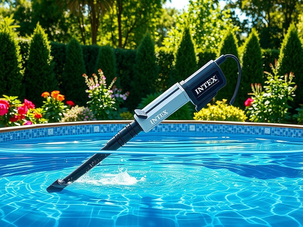 Image of the Intex Hand-Held Rechargeable Vacuum, showcasing its portable design and features for easy cleaning of hot tubs and pools.

