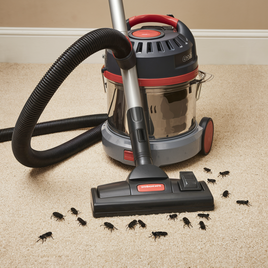 Red vacuum cleaner ideal for flea removal, one of the best vacuum cleaners for fleas, perfect for carpets and upholstery