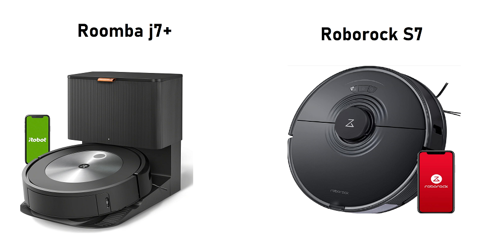 Comparison of Roomba j7+ and Roborock S7
