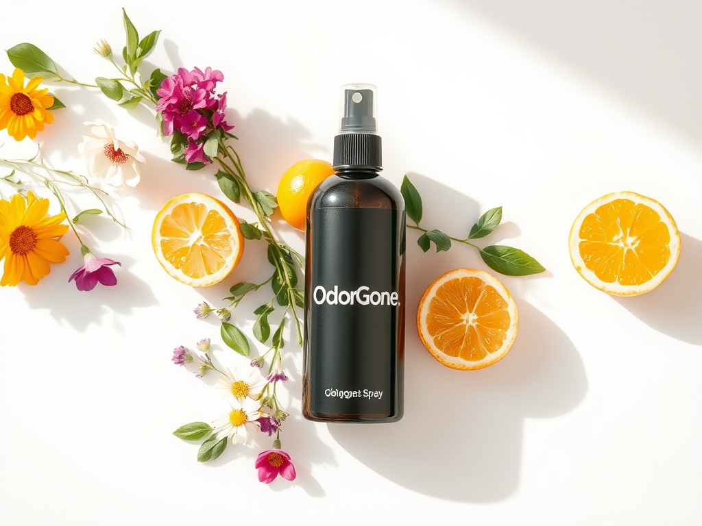 OdorGone Spray, a powerful solution for eliminating unpleasant odors in various spaces, leaving a fresh scent behind.